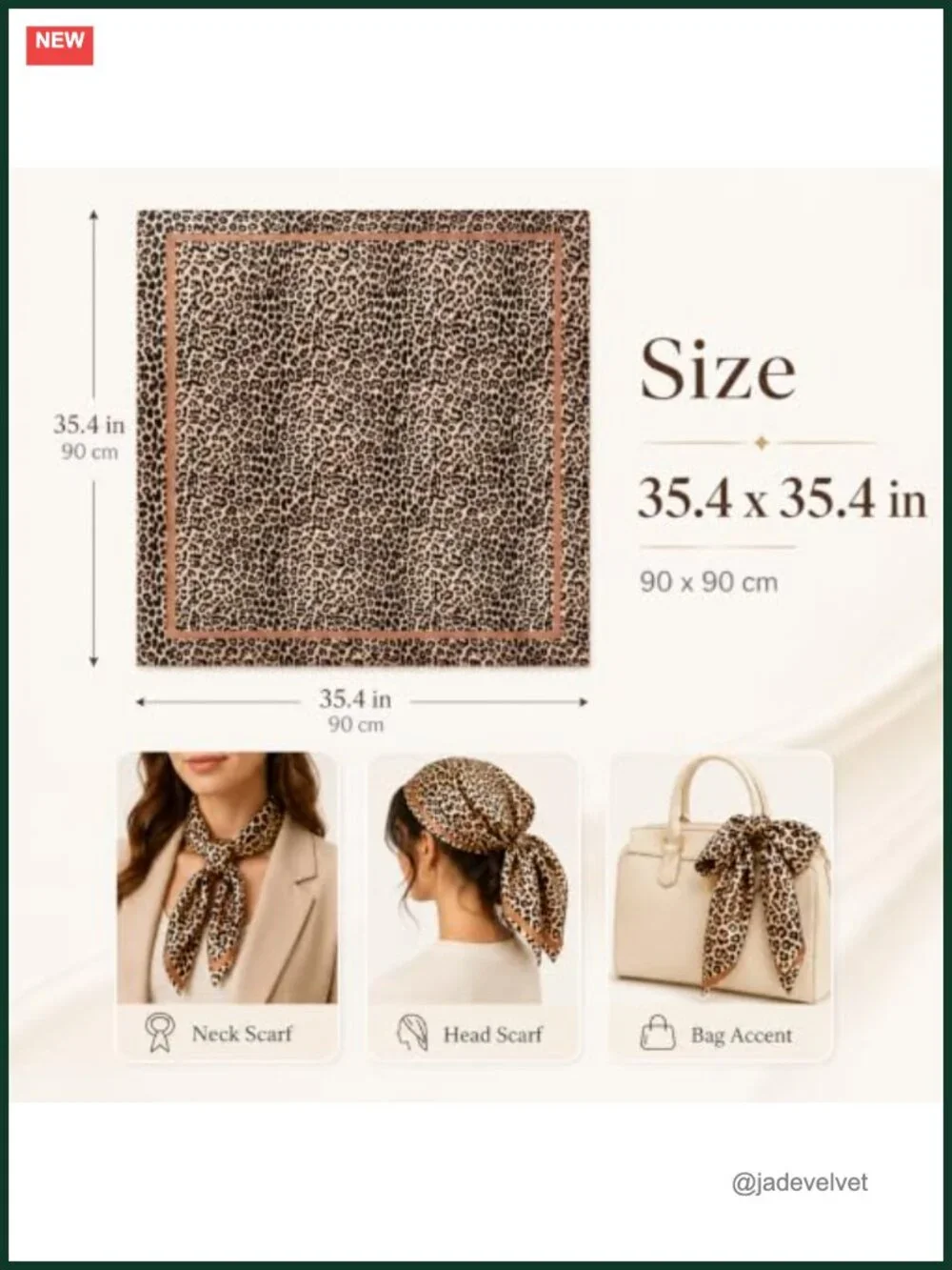 Satin Square Scarf Leopard Print Head Scarf Silk Like Neck Bandana